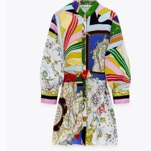 Silky Scarf Print Mini Dress